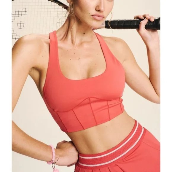 FREE PEOPLE Tops - FREE PEOPLE NEW MOVEMENT Bright Red Round Robbin Brami Sports Bra Size L